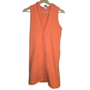 Chesley Large Coral/Orange Hooded V-Neck Button-Front Romper [0043]